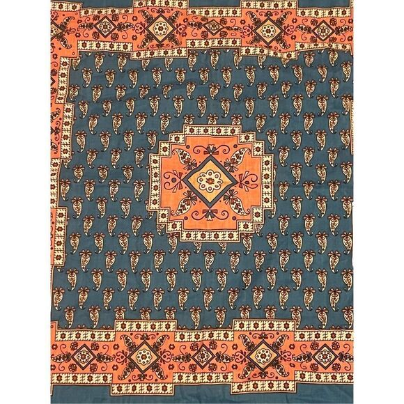 Blue & Pink French Provincial Floral Paisley Pattern Bandana Scarf Cover Vintage - Picture 6 of 8